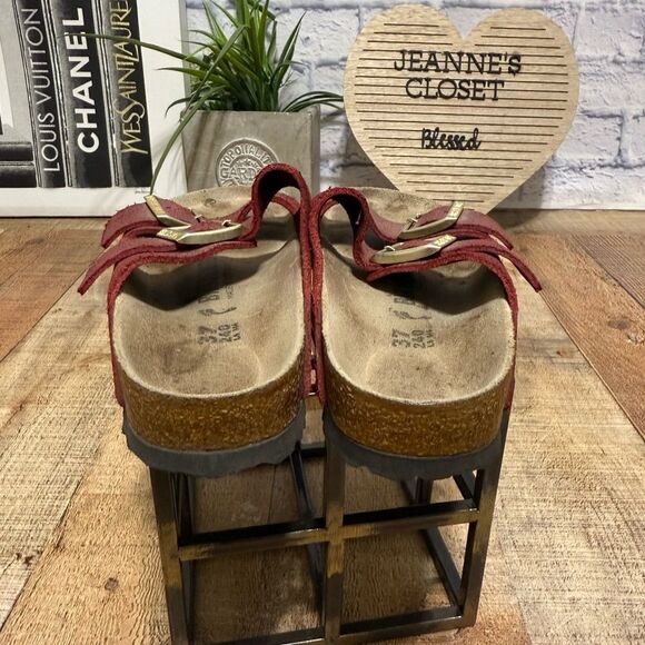 Birkenstock Arizona‎ washed metallic port sandals red slides size 37 - Picture 7 of 7